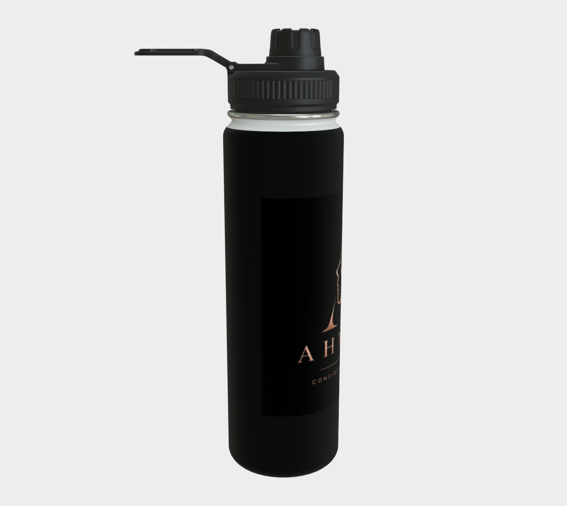 Signature Water Bottle™ – Matt Black | Luxury Printed Stainless Steel Bottle | AHMYDI