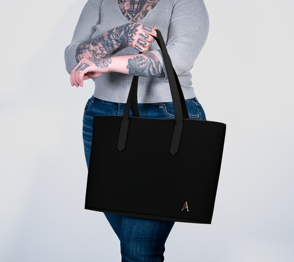 Signature Tote™ – Black | Luxury Vegan Leather Tote Bag | AHMYDI