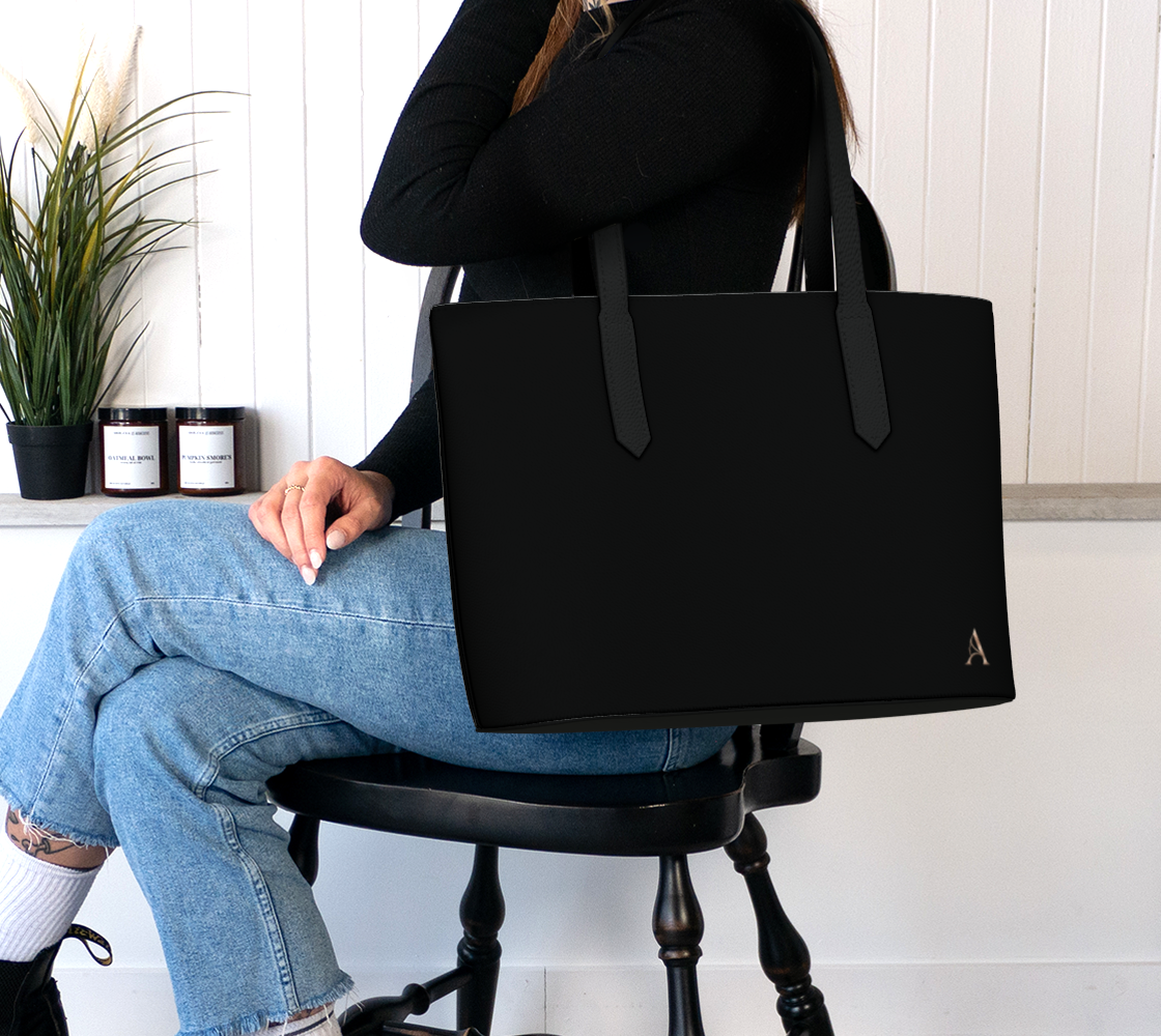 Signature Tote™ – Black | Luxury Vegan Leather Tote Bag | AHMYDI