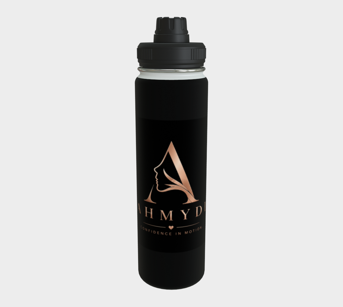 Signature Water Bottle™ – Matt Black | Luxury Printed Stainless Steel Bottle | AHMYDI