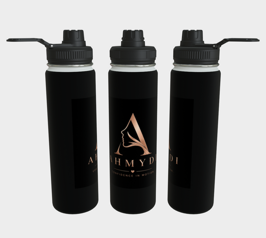 Signature Water Bottle™ – Matt Black | Luxury Printed Stainless Steel Bottle | AHMYDI